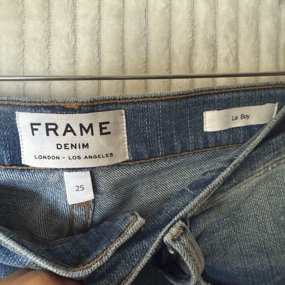 Frame Denim Le Boy Mid Rise Jeans in Levine Wash Womens Size 25 - Picture 2 of 14